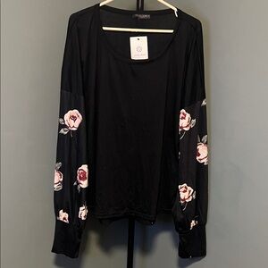 Elegant Black Floral Women's Blouse